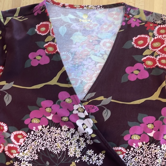 NWOT Spartina wrap dress - ladies XL. Beautiful floral print in dark magenta. - Picture 11 of 11